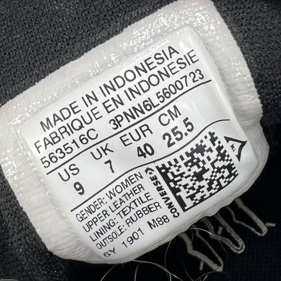 Converse Frilly Thrills Black Leather Sneakers With Scalloped Edge & Gold Eyelet - Picture 9 of 10